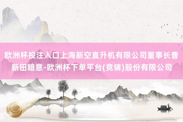 欧洲杯投注入口上海新空直升机有限公司董事长曹新田暗意-欧洲杯下单平台(竞猜)股份有限公司