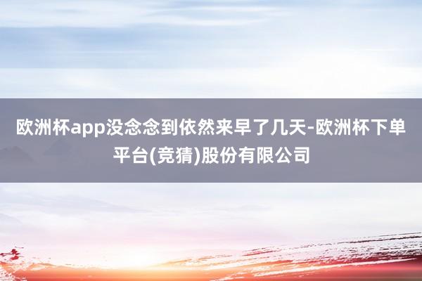 欧洲杯app没念念到依然来早了几天-欧洲杯下单平台(竞猜)股份有限公司