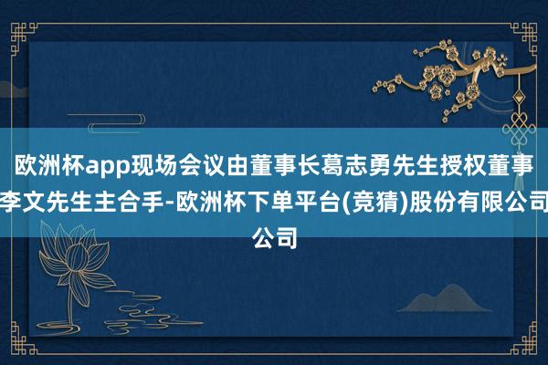 欧洲杯app现场会议由董事长葛志勇先生授权董事李文先生主合手-欧洲杯下单平台(竞猜)股份有限公司