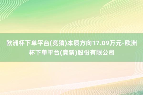 欧洲杯下单平台(竞猜)本质方向17.09万元-欧洲杯下单平台(竞猜)股份有限公司