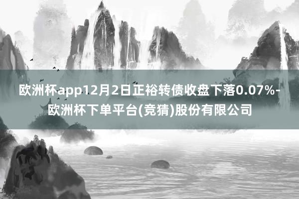 欧洲杯app12月2日正裕转债收盘下落0.07%-欧洲杯下单平台(竞猜)股份有限公司