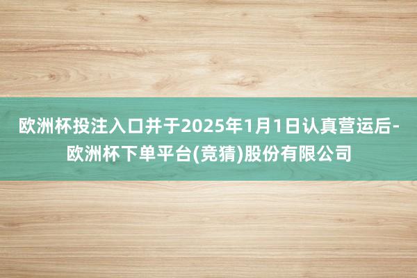欧洲杯投注入口并于2025年1月1日认真营运后-欧洲杯下单平台(竞猜)股份有限公司